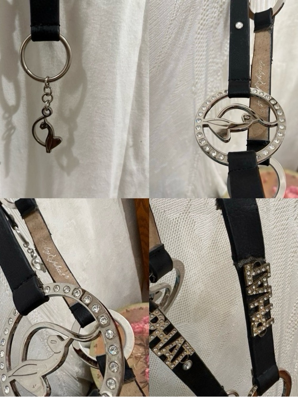 Y2K McBling glam girly baby phat rhinestone O ring belt - Picture 6 of 6